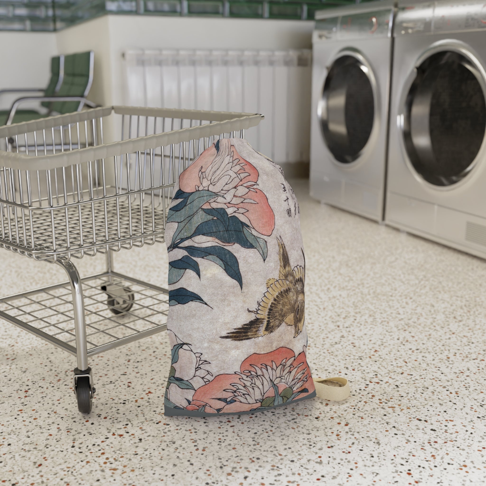 Elegant Japanese Floral Laundry Bag with Bird Design Gift - Perfect for Stylish Organization - Rosetta Creative Boutique